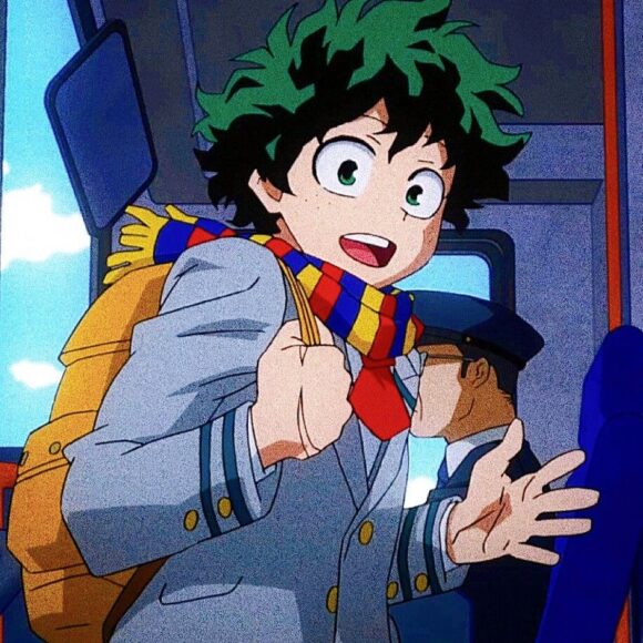 Hình Deku trên xe bus