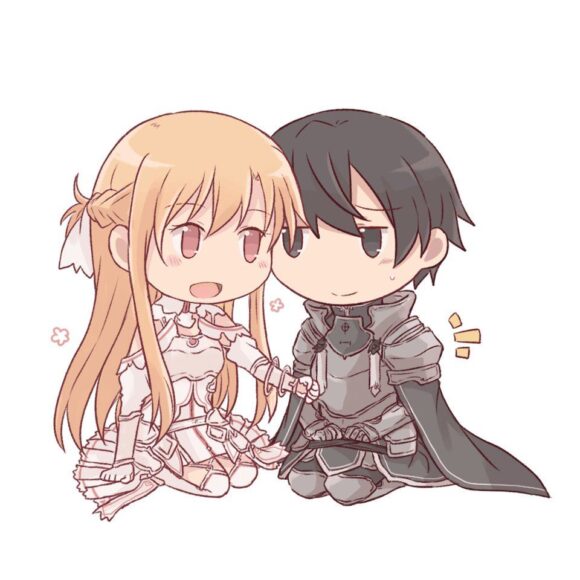 Hình Kirito và Asuna phiên bản chibi