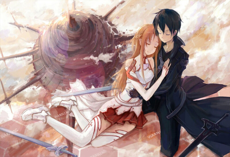 Hình Kirito và Asuna tựa vào nhau
