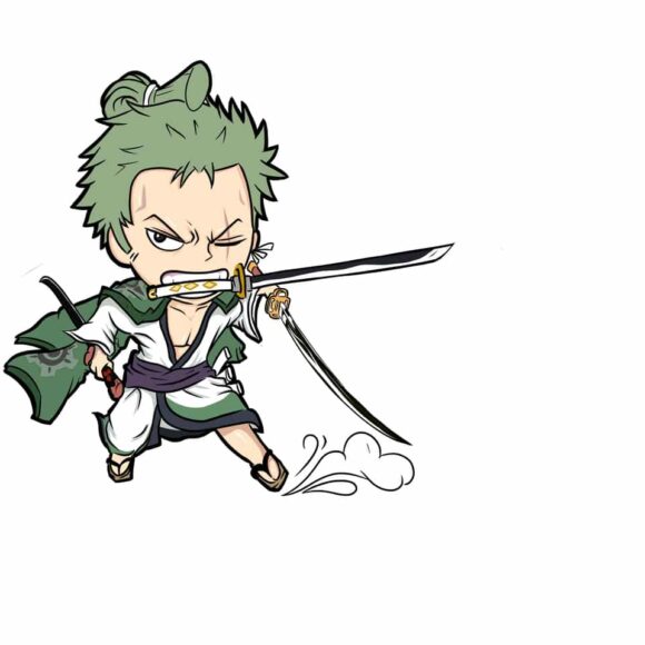 Hình Zoro chibi cau có tức giận