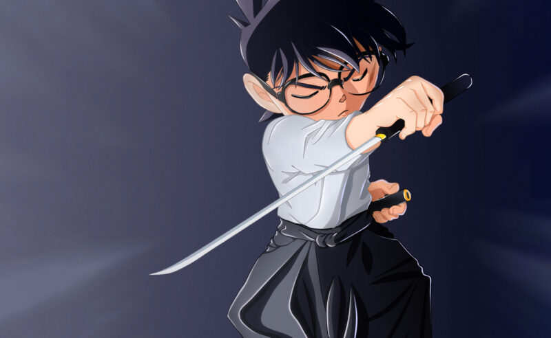 Hình ảnh Conan ngầu khi cầm kiếm