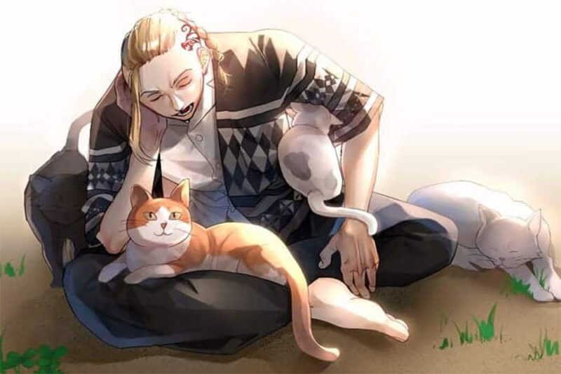 Hình ảnh Draken bên chú mèo