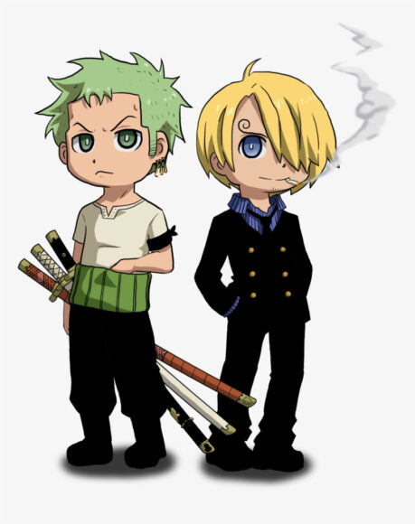 Hình ảnh Zoro chibi đứng cạnh Sanji