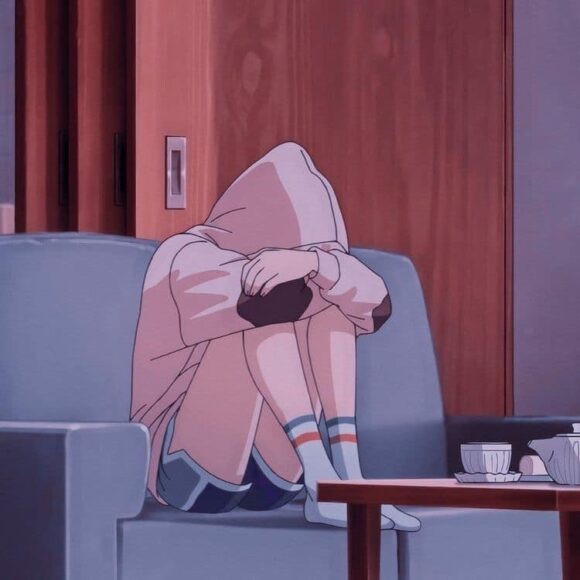 Hình ảnh avatar cô đơn ngồi một mình bật khóc