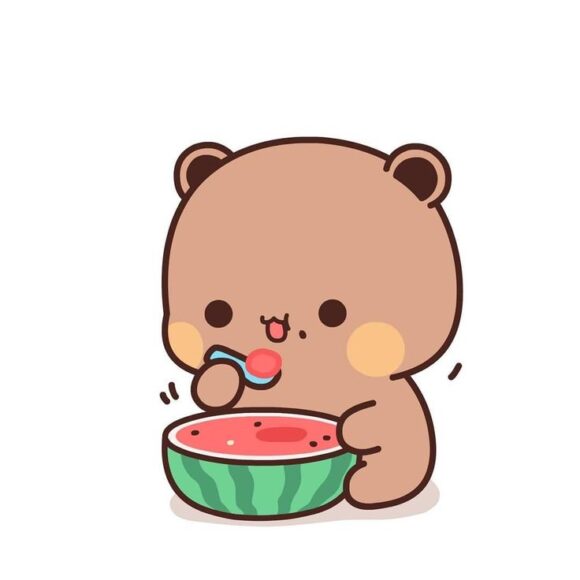 Hình ảnh avatar gấu ăn dưa hấu