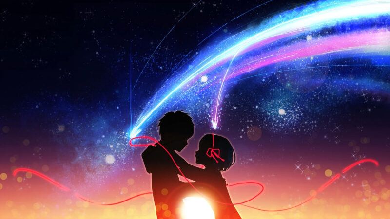 Hình nền Your Name Mitsuha và Taki ôm nhau