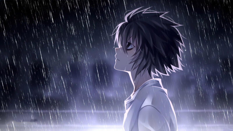 Hình nền buồn khóc dưới đêm mưa