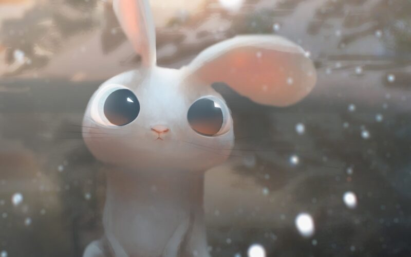 Hình nền máy tính dễ thương hình chú thỏ