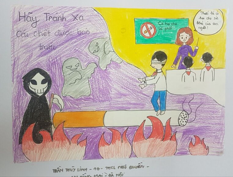 Tranh vẽ chống thuốc lá đơn giản