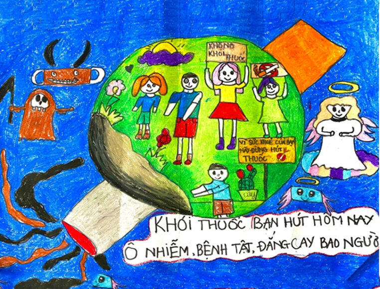 Tranh vẽ chống thuốc lá đơn giản vô cùng ý nghĩa