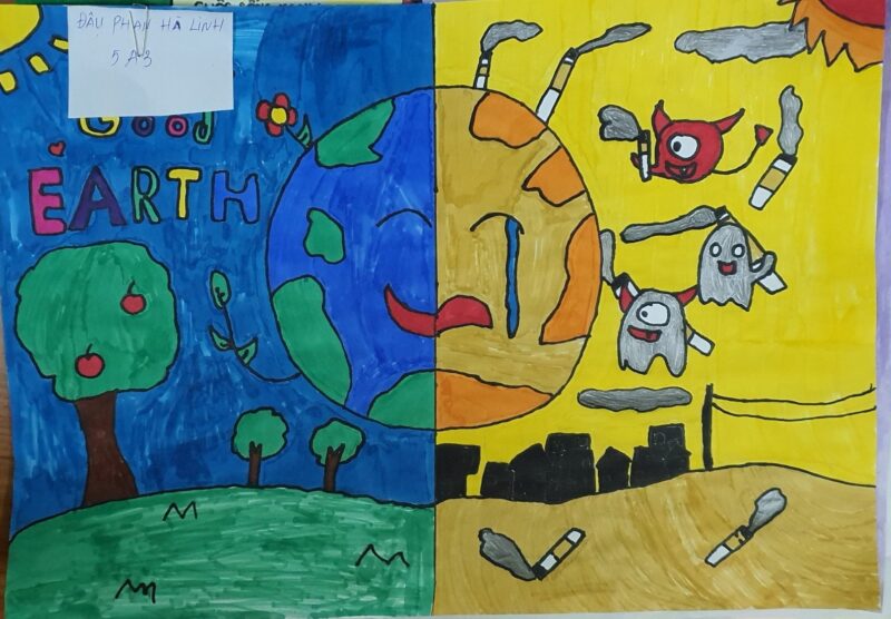 Tranh vẽ thế giới không khói thuốc của học sinh lớp 5