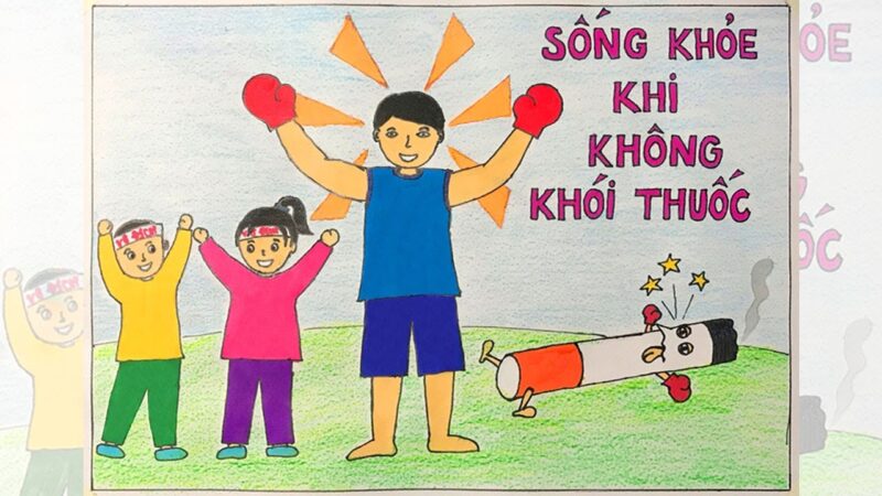 Tranh vẽ thế giới không khói thuốc dể luôn khỏe mạnh
