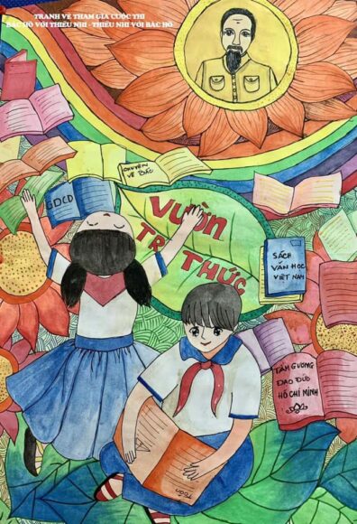 Tranh vẽ thiếu nhi với Bác Hồ