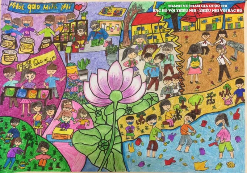 Triển lãm vẽ tranh thiếu nhi vui khỏe tiến bước lên đoàn