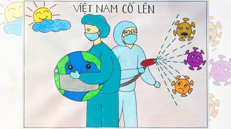 Vẽ Tranh đề tài Em Yêu Màu Áo Xanh bảo vệ trái đất bị ốm
