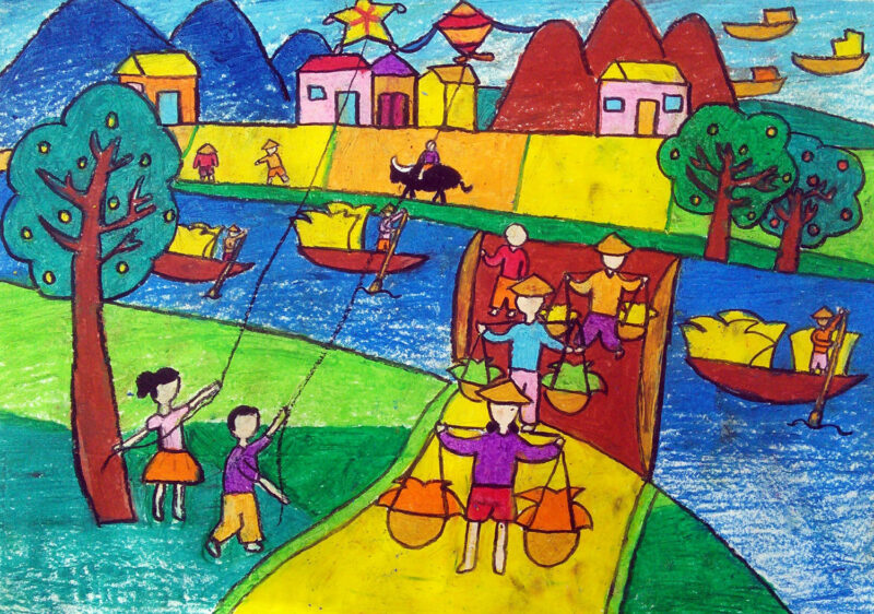 Vẽ tranh cả ngợi tình yêu quê hương đất nước