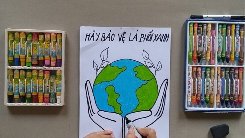 Vẽ tranh cấm hút thuốc lá bảo vệ lá phổi xanh