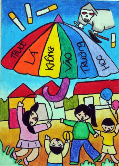 Vẽ tranh cấm hút thuốc lá trong học đường