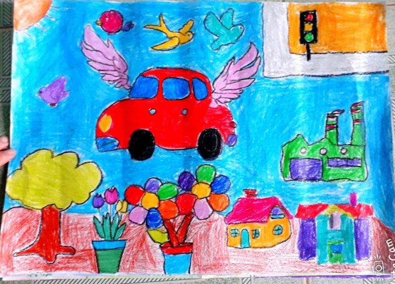 Vẽ tranh chiếc ô tô mơ ước bay lên cao