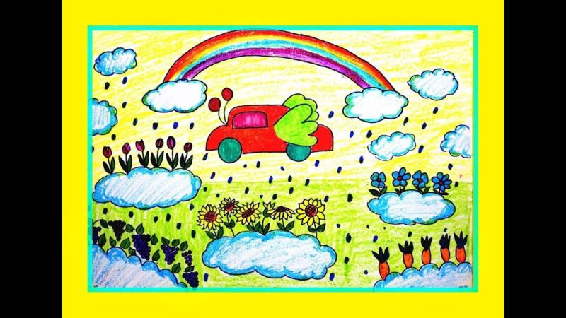 Vẽ tranh chiếc ô tô mơ ước khu vườn trên mây
