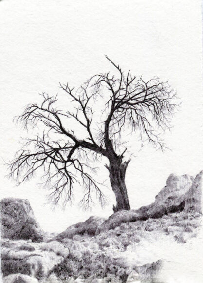 Vẽ tranh đen trắng phong cảnh buồn đẹp