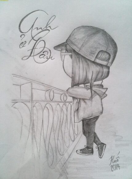 Vẽ tranh đen trắng tình yêu bằng bút chì