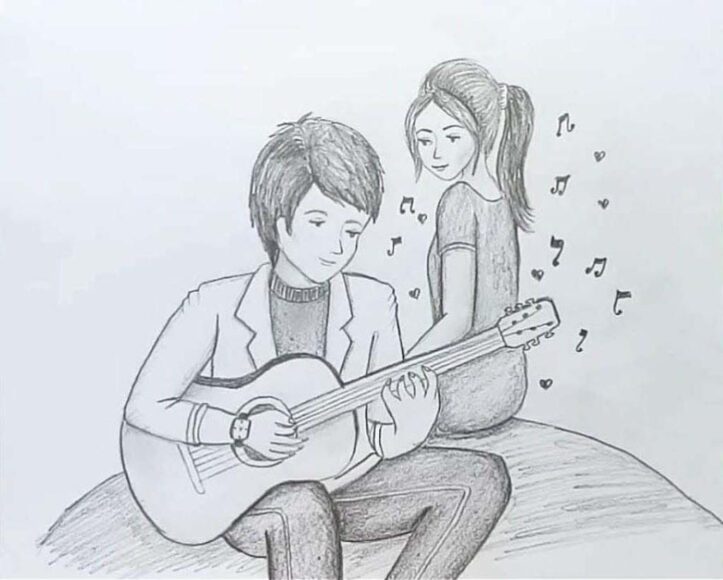 Vẽ tranh đen trắng về tình yêu