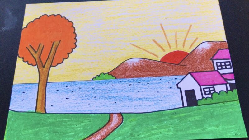 Vẽ tranh đồng quê đơn giản cực dễ vẽ