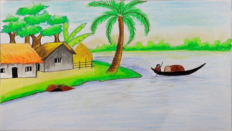 Vẽ tranh đồng quê đơn giản, dễ vẽ