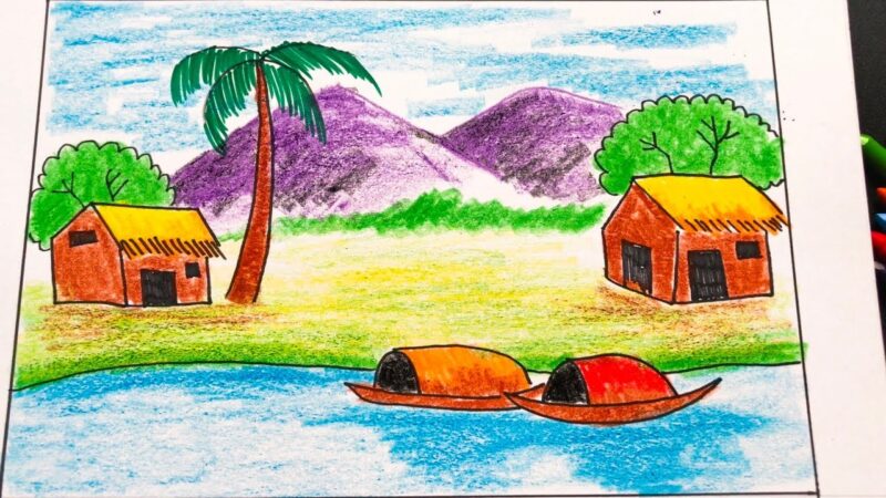 Vẽ tranh đồng quê đơn giản nhất