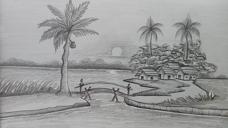 Vẽ tranh phong cảnh đẹp bằng bút chì