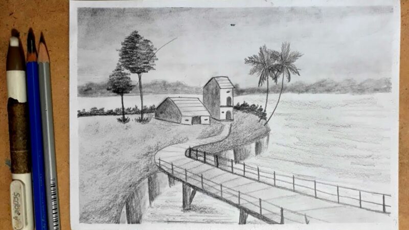 Vẽ tranh phong cảnh đơn giản bằng bút chì