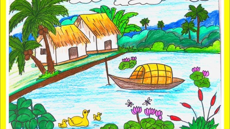 Vẽ tranh phong cảnh làng quê Việt Nam