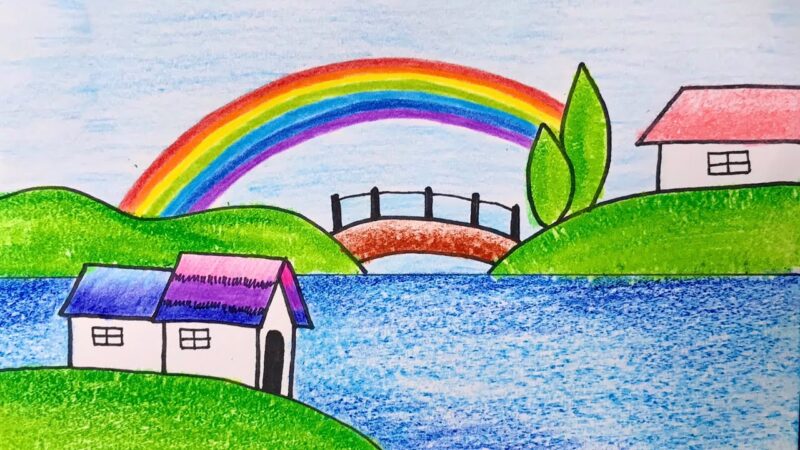 Vẽ tranh phong cảnh núi đơn giản