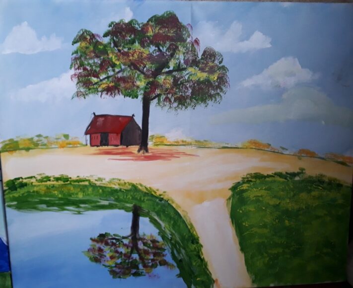 Vẽ tranh phong cảnh quê hương cực đơn giản