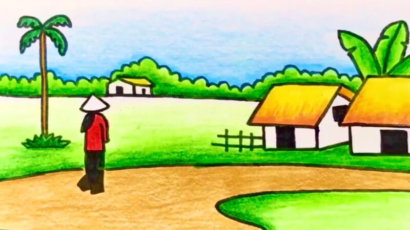 Vẽ tranh quê hương đơn giản dễ vẽ