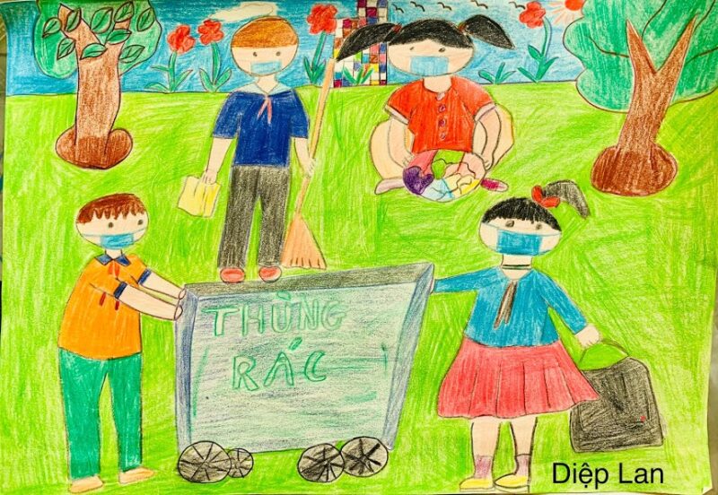 Vẽ tranh tiền bước lên đoàn cho thiếu nhi