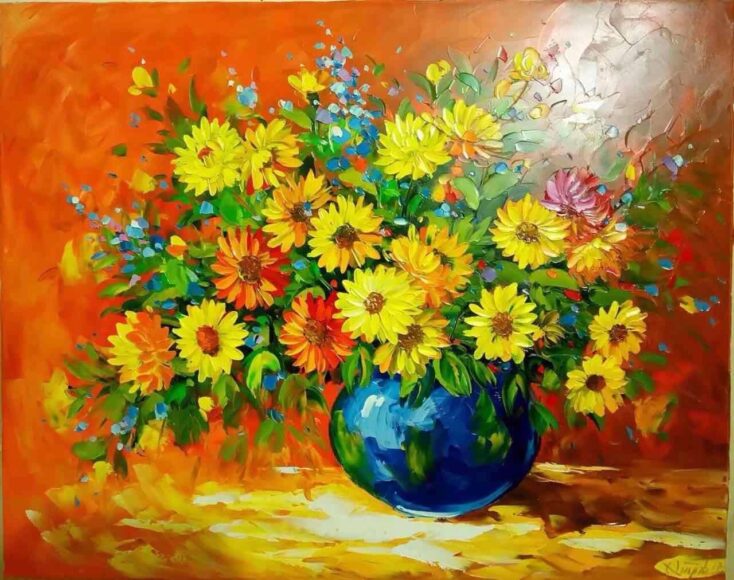 Vẽ tranh tĩnh vật lọ hoa đẹp, độc đáo