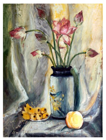 Vẽ tranh tĩnh vật lọ hoa và quả đơn giản