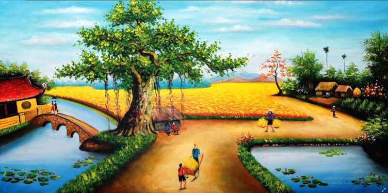 Vẽ tranh tình yêu quê hương đất nước Việt Nam thanh bình