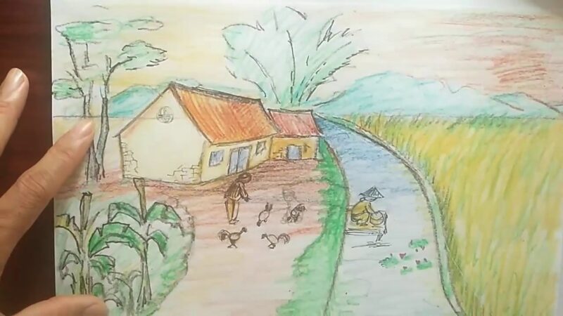 Vẽ tranh tình yêu quê hương đất nước đơn giản đẹp