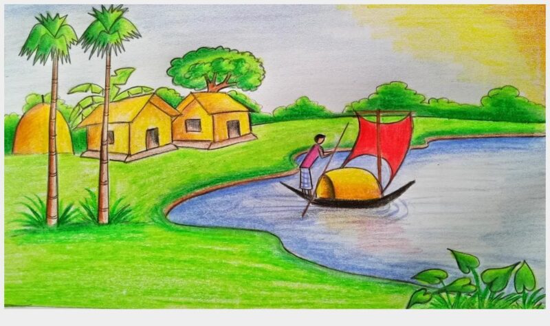 Vẽ tranh tình yêu quê hương đất nước đơn giản, đẹp nhất