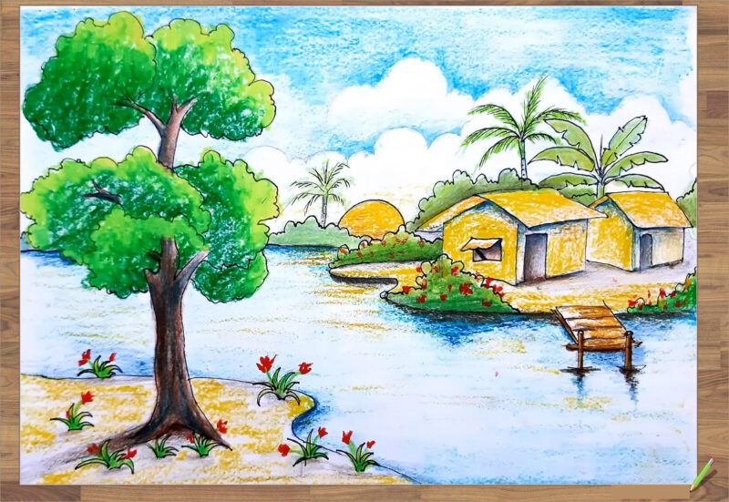 Vẽ tranh tình yêu quê hương đất nước phong cảnh đẹp nhất