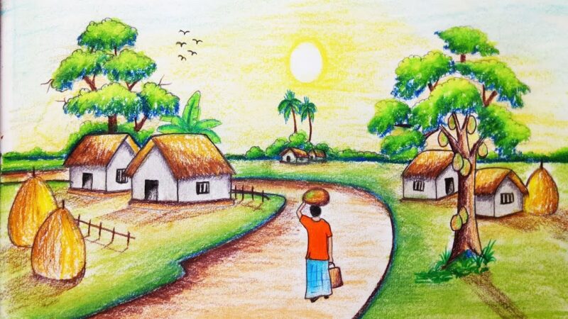 Vẽ tranh tình yêu quê hương đất nước phong cảnh tuyệt đẹp