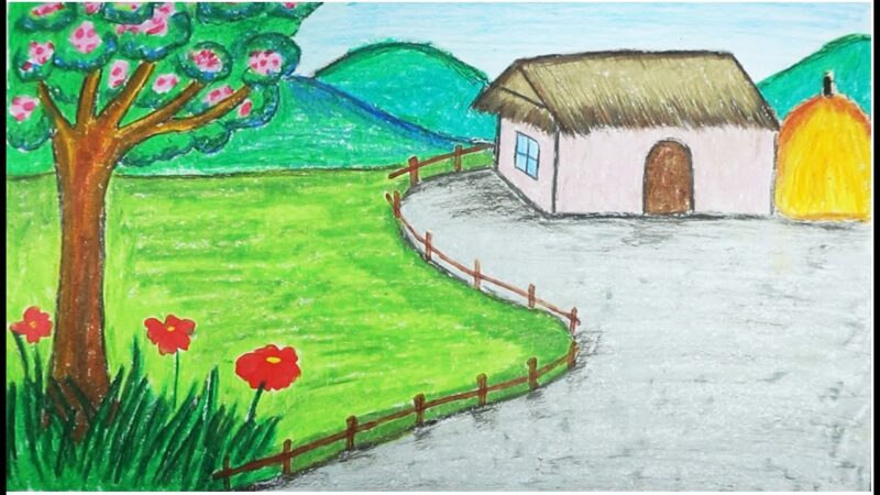 Vẽ tranh tình yêu quê hương đất nước thôn quê Việt Nam