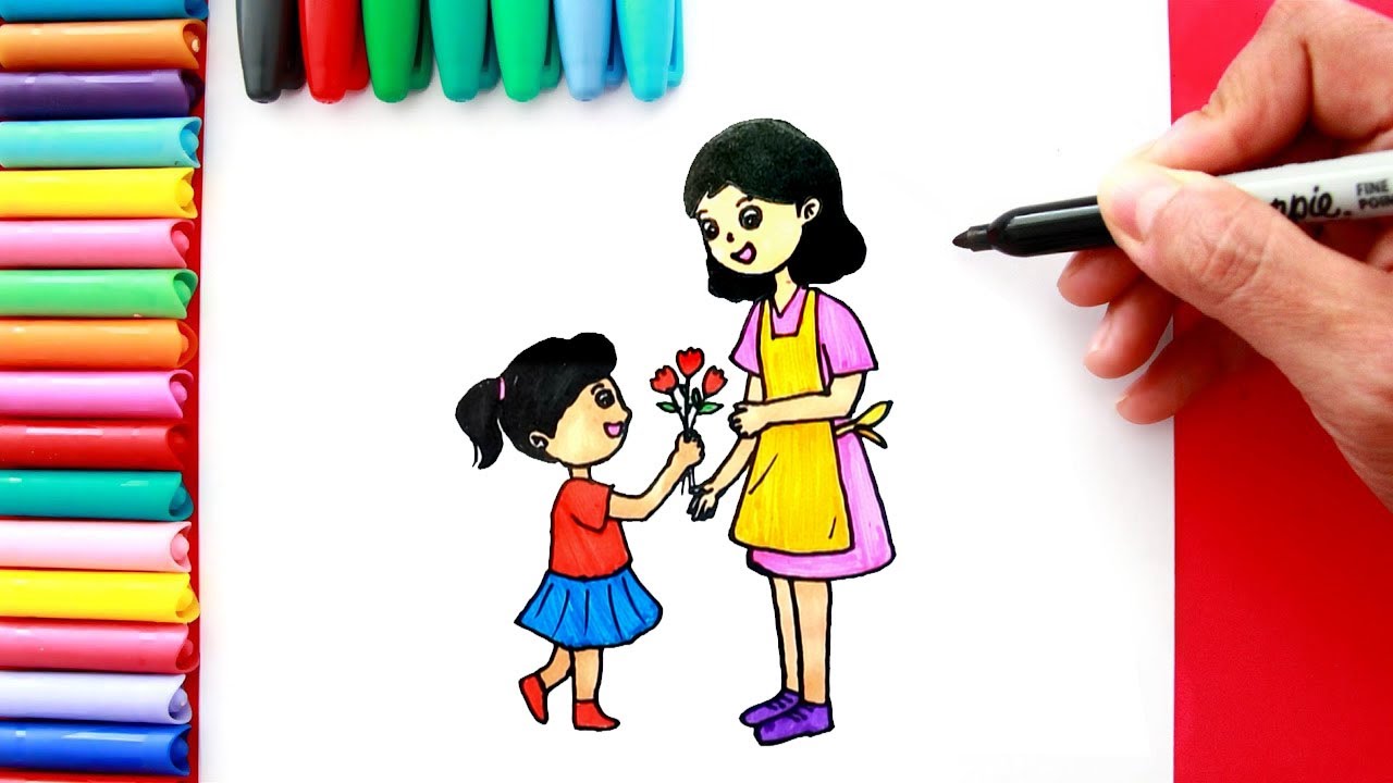 Top với hơn 65 tranh vẽ học sinh tặng hoa cô giáo không thể bỏ qua   thtantai2eduvn
