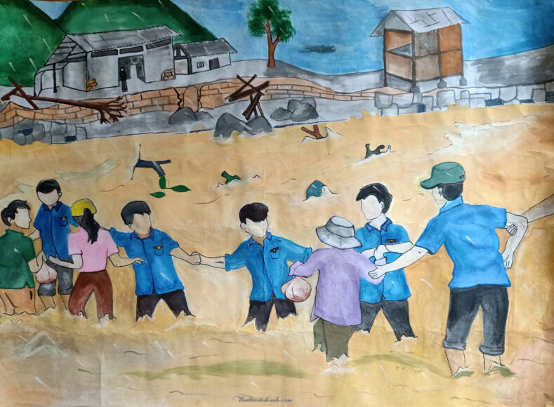 Vẽ tranh em yêu màu áo xanh đẹp, ý nghĩa