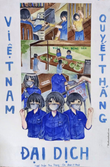 Vẽ tranh em yêu màu áo xanh đơn giản