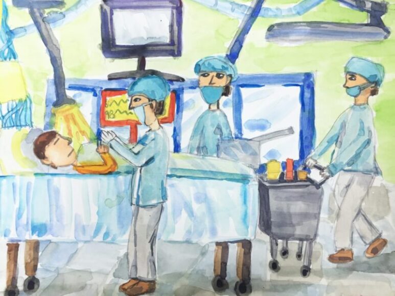 vẽ tranh kỷ niệm ngày thầy thuốc Việt Nam biết ơn công lao cứu sống bệnh nhân