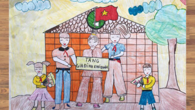 vẽ tranh thiếu nhi mừng đại hội đoàn đơn giản